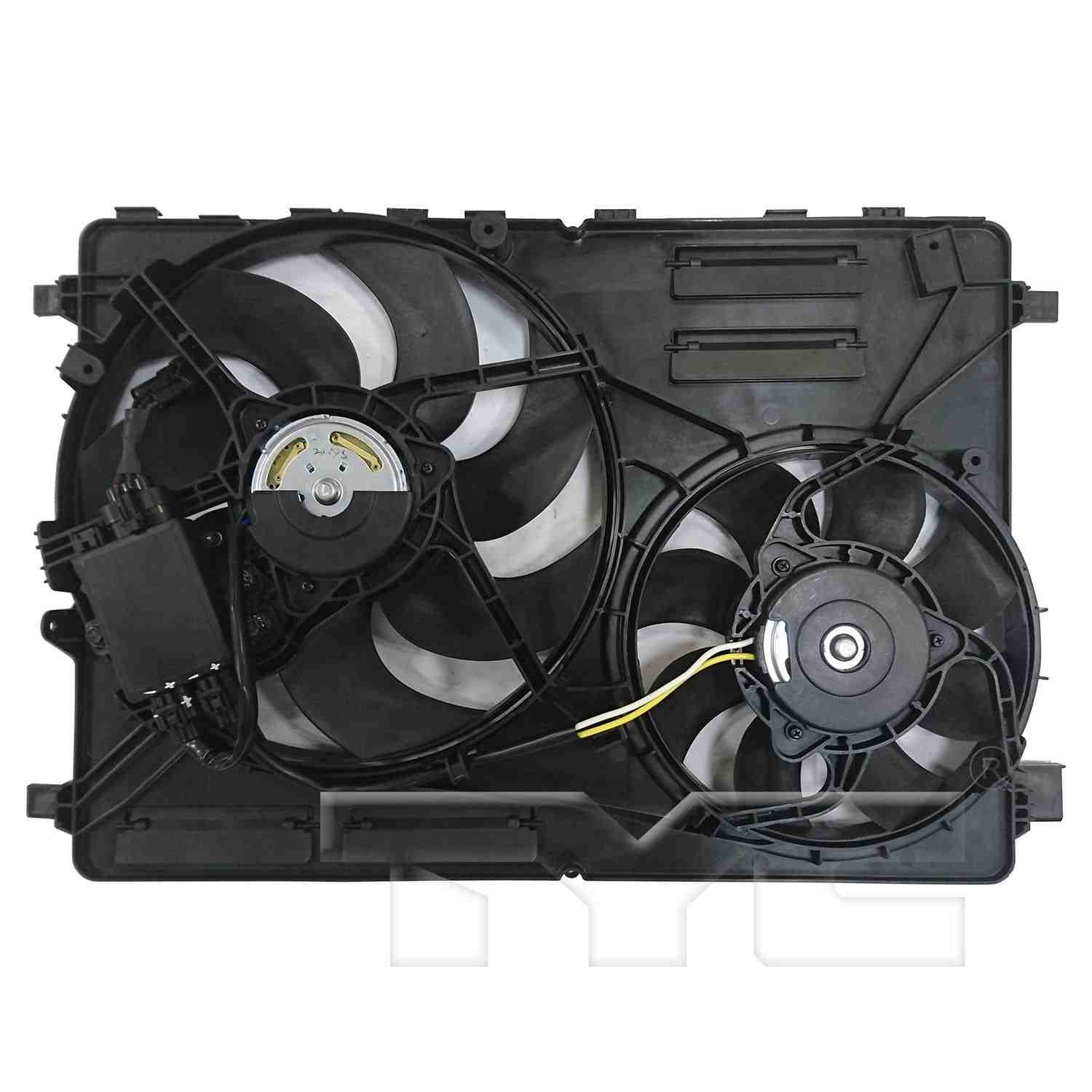 Back View of Dual Radiator and Condenser Fan Assembly TYC 623840