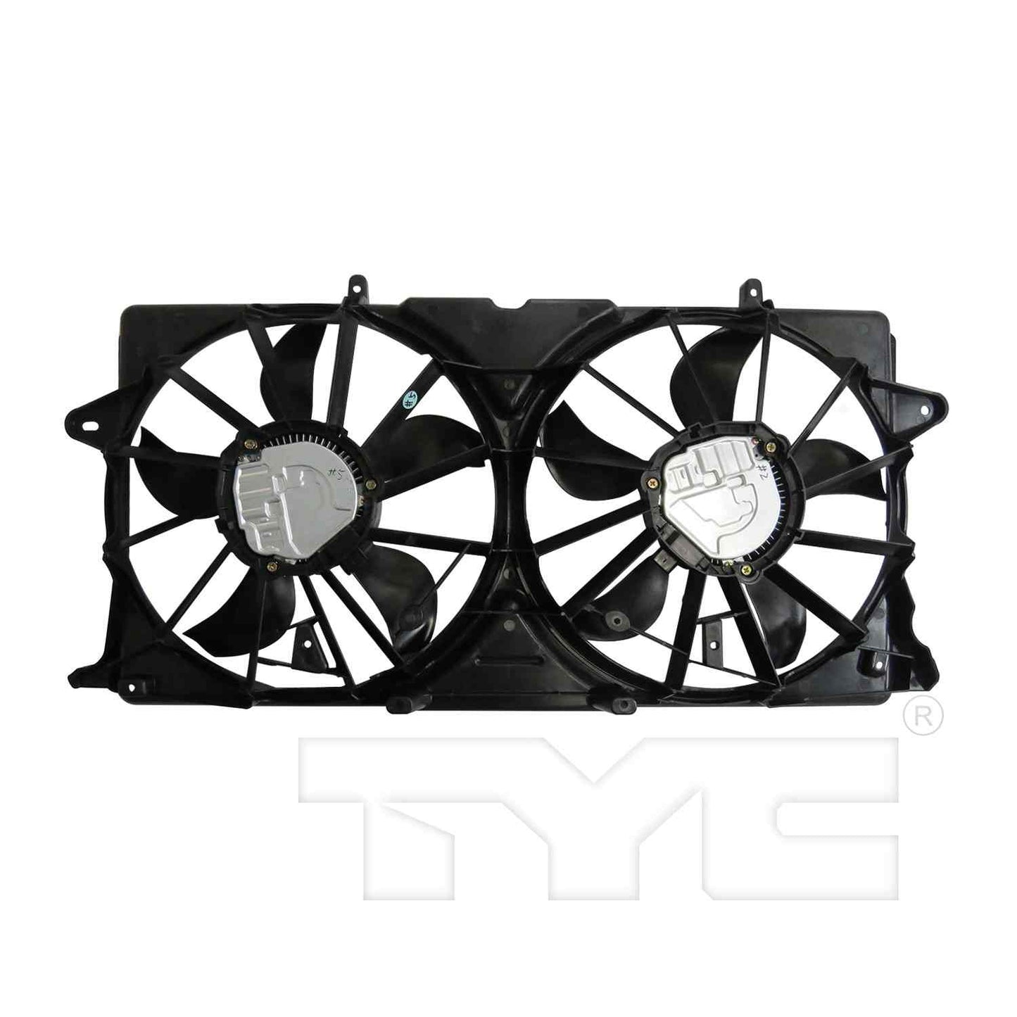 Back View of Dual Radiator and Condenser Fan Assembly TYC 624050