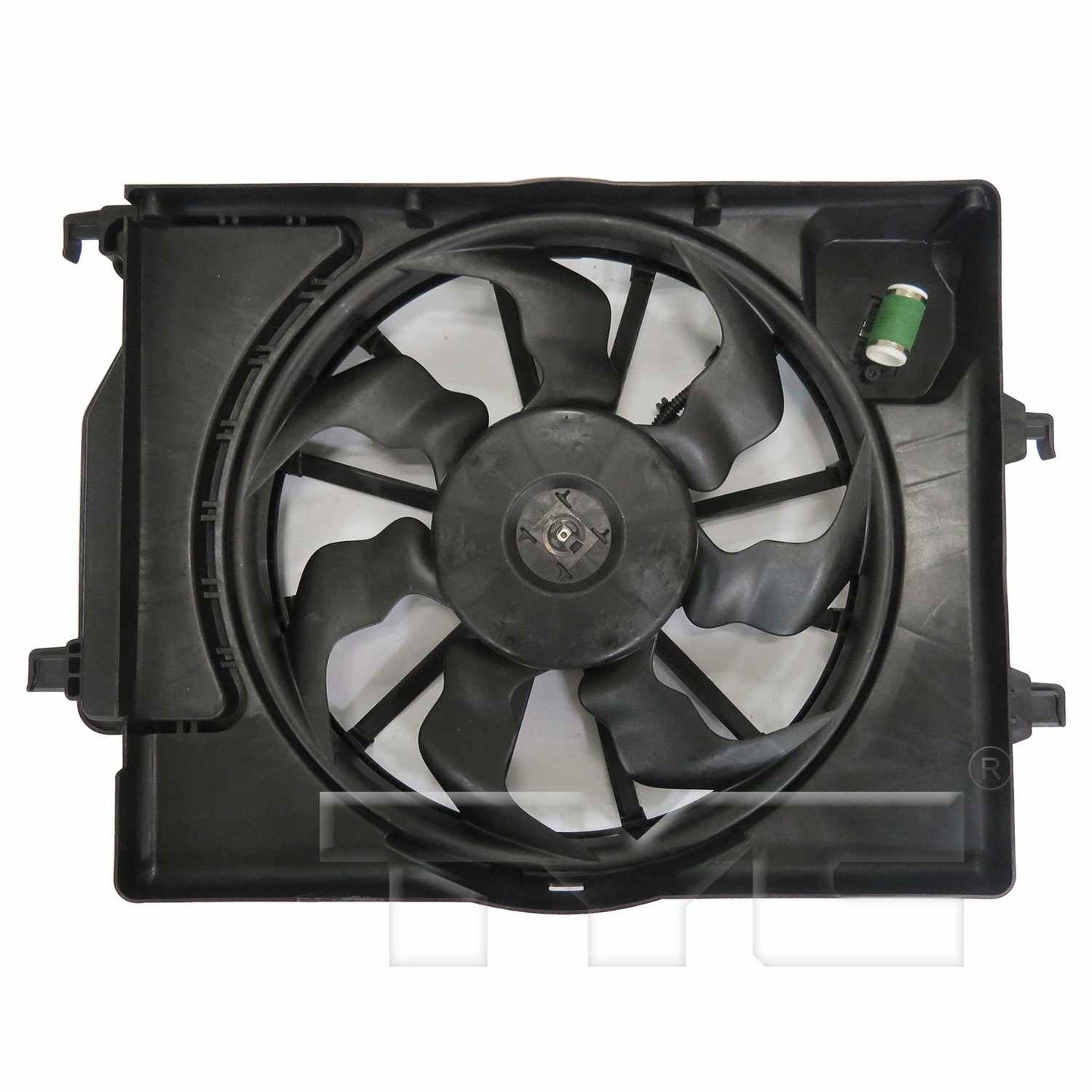 Front View of Dual Radiator and Condenser Fan Assembly TYC 624330