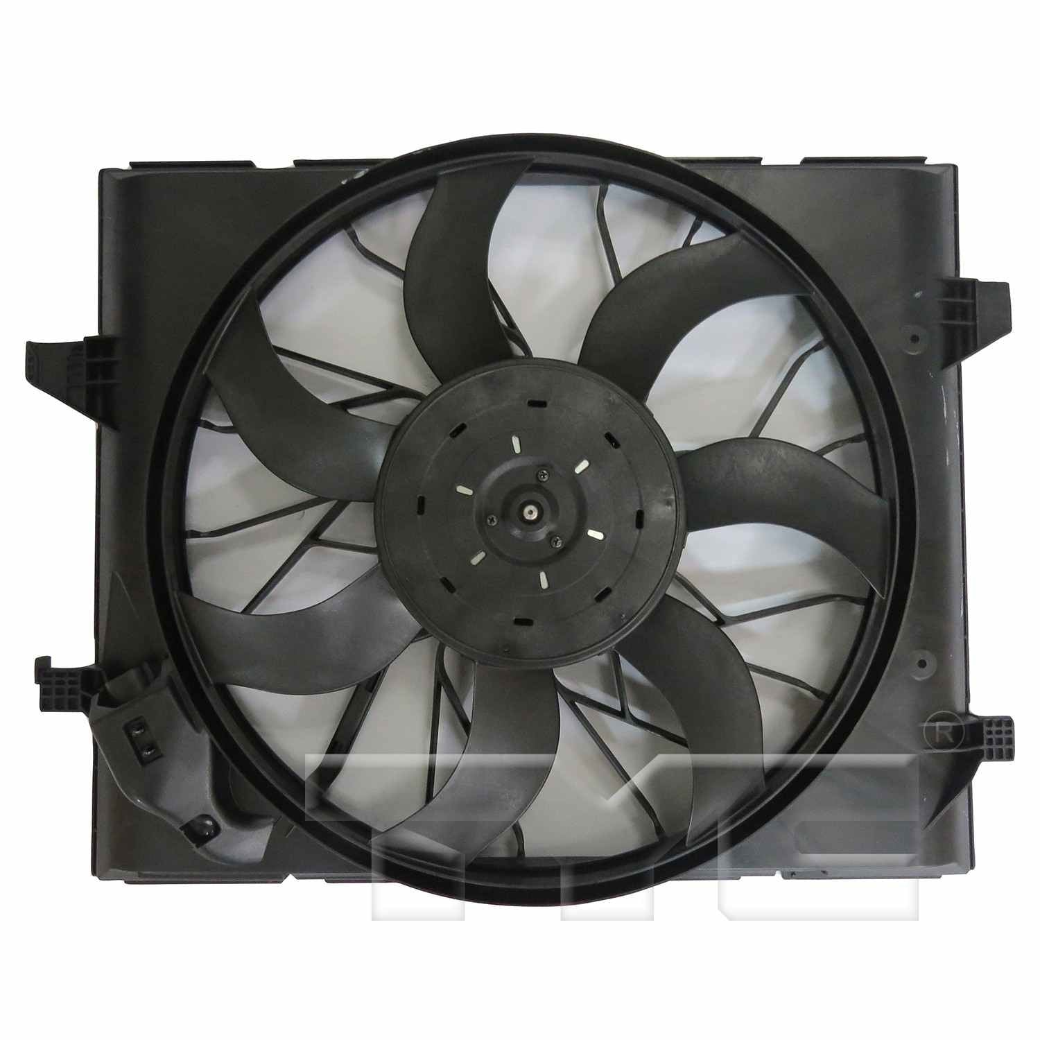 Front View of Dual Radiator and Condenser Fan Assembly TYC 624540