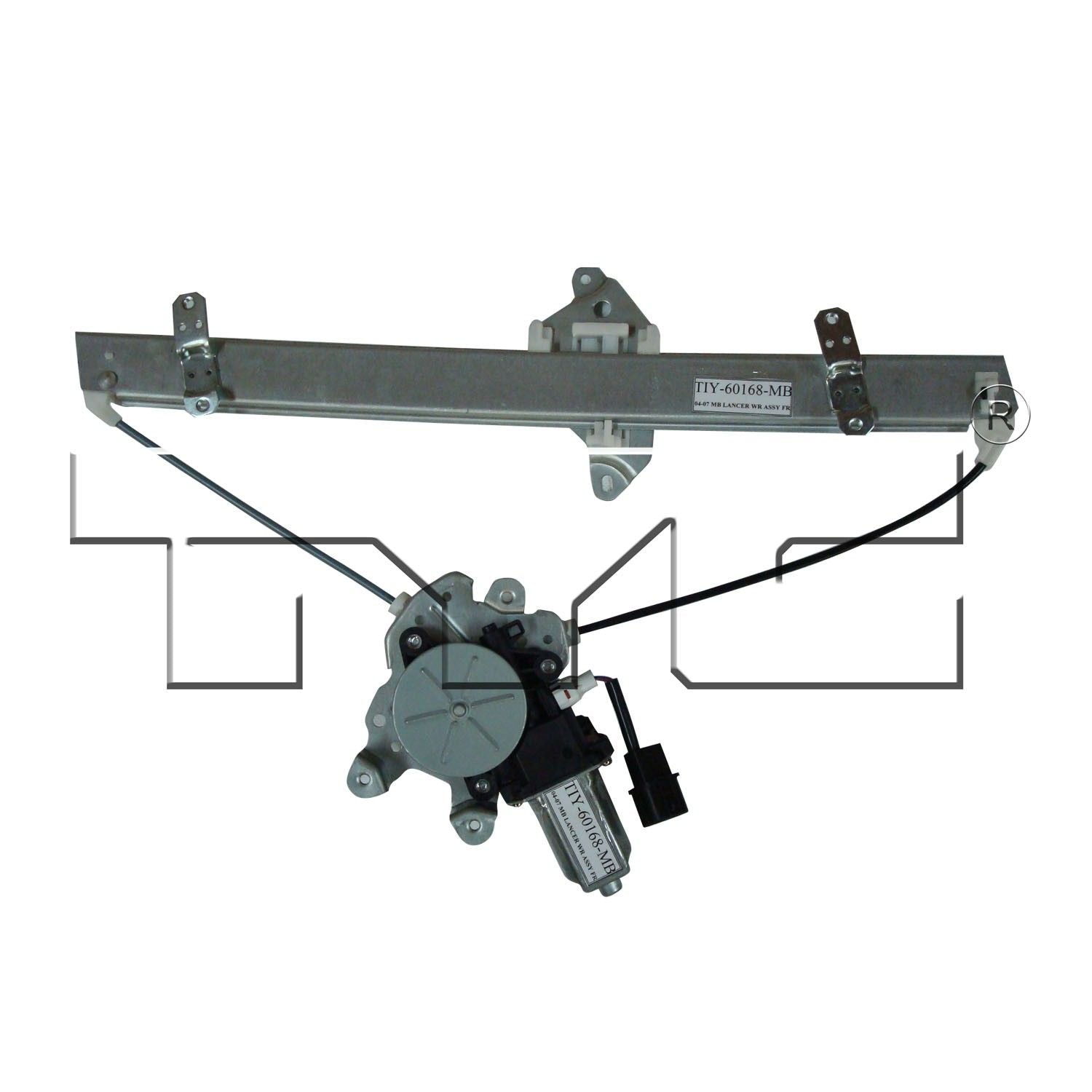 Front View of Front Right Power Window Motor and Regulator Assembly TYC 660155