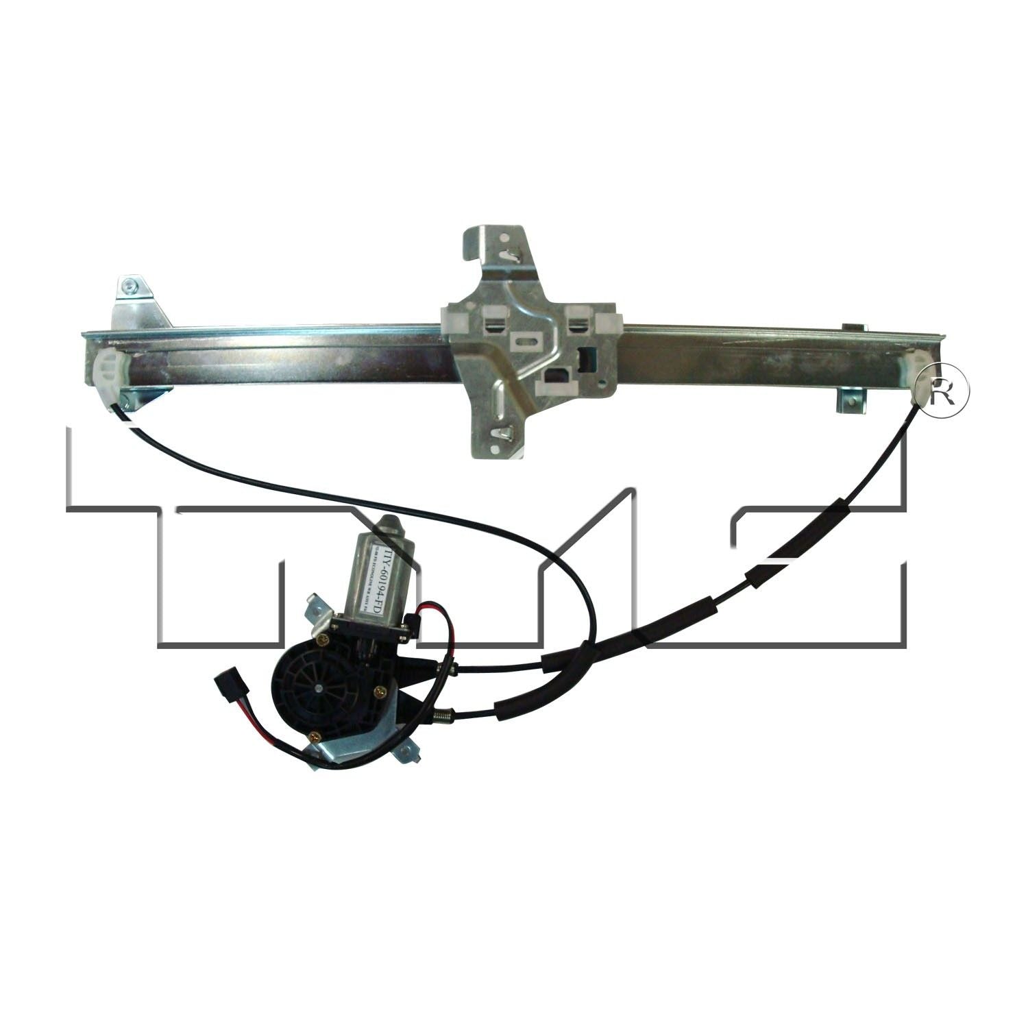 Back View of Front Right Power Window Motor and Regulator Assembly TYC 660233