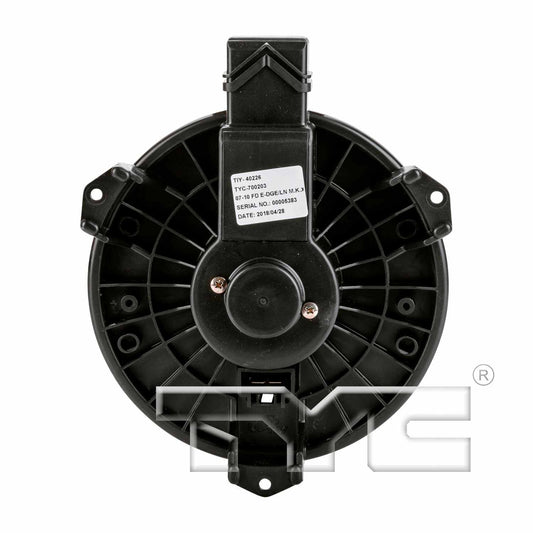 Top View of Front HVAC Blower Motor TYC 700203