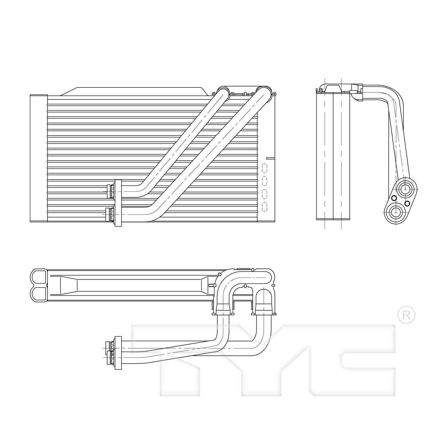 Angle View of Rear A/C Evaporator Core TYC 97187