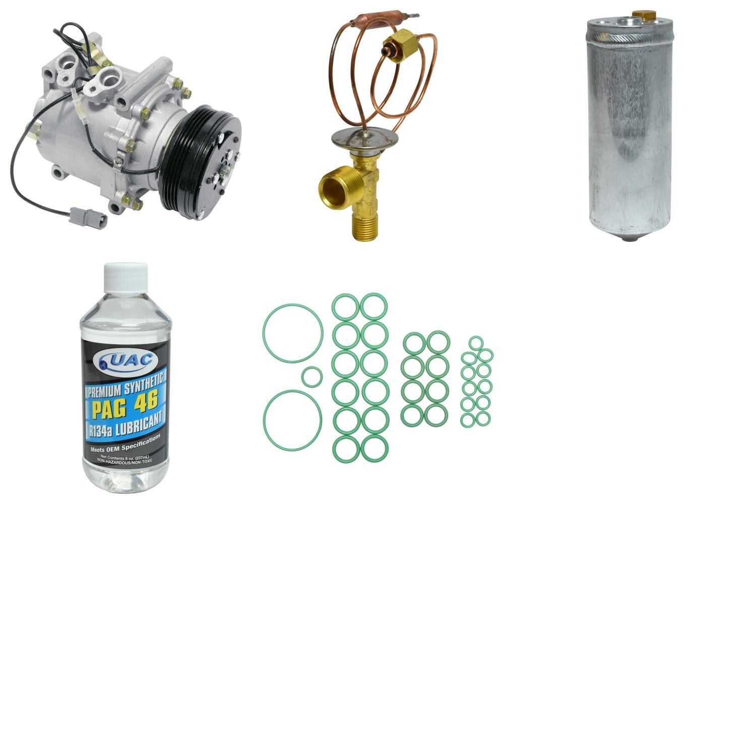 Front View of A/C Compressor and Component Kit UNIVERSAL AIR COND KT4099