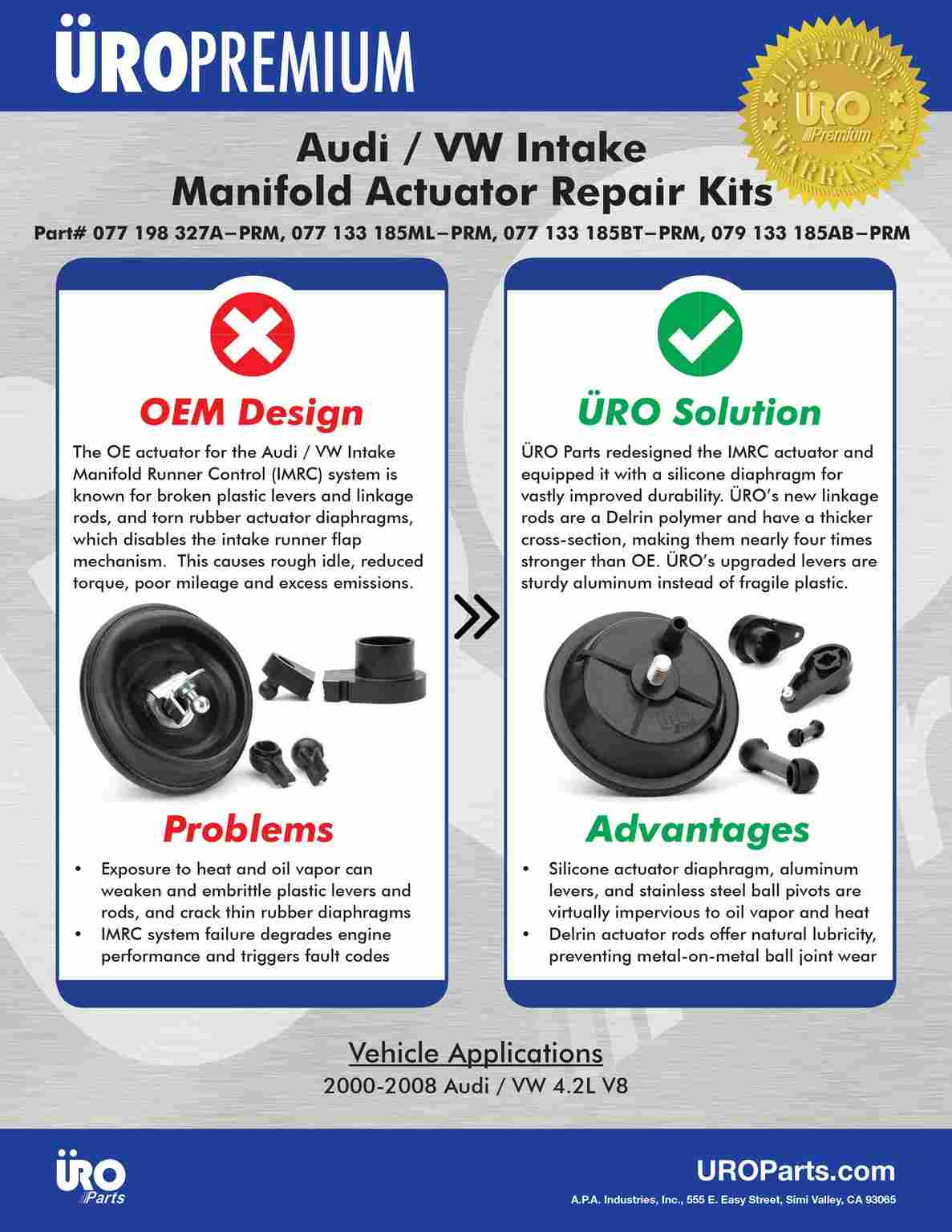 Accessories 1 View of Engine Intake Manifold Runner Control Valve URO 079133185AB-PRM