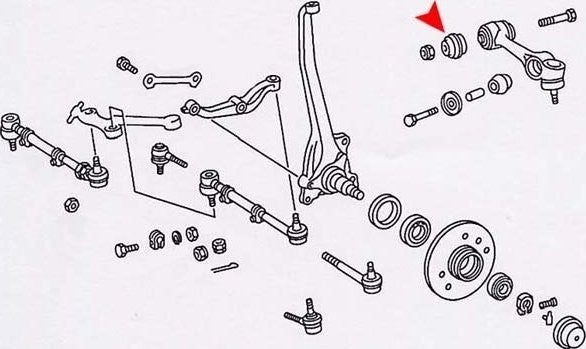 Side View of Upper Suspension Control Arm Bushing URO 1163336314