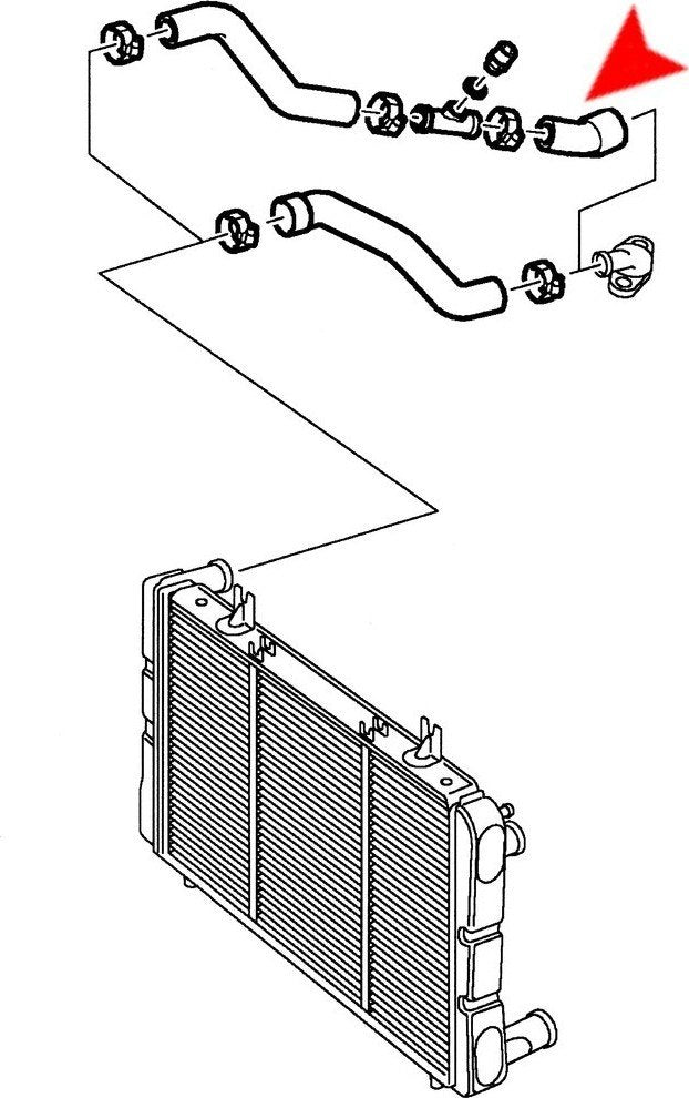 Side View of Front Upper Radiator Coolant Hose URO 7546161