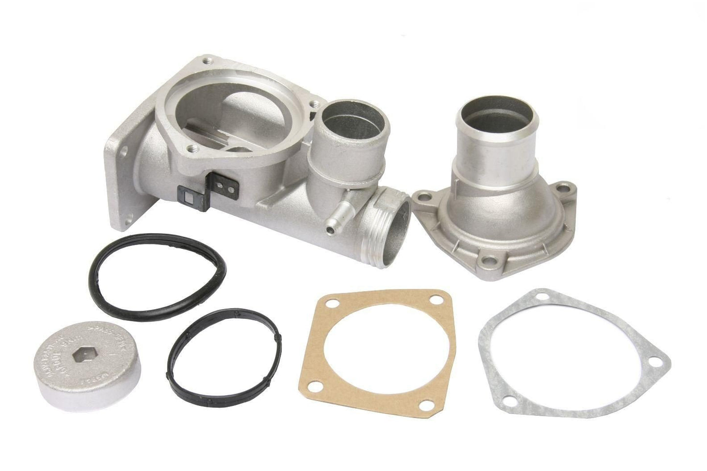 Front View of Engine Coolant Thermostat Housing URO AJ82217KIT-PRM