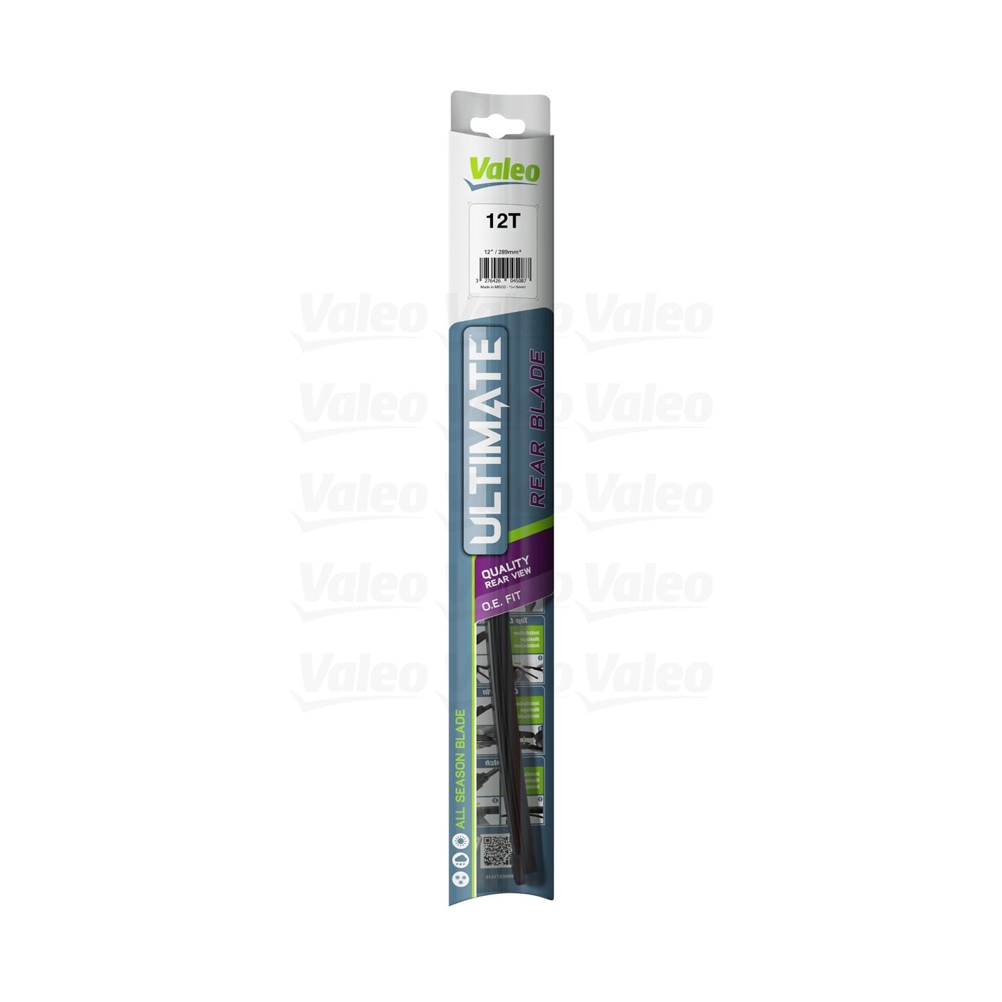 Front View of Rear Windshield Wiper Blade VALEO 12T