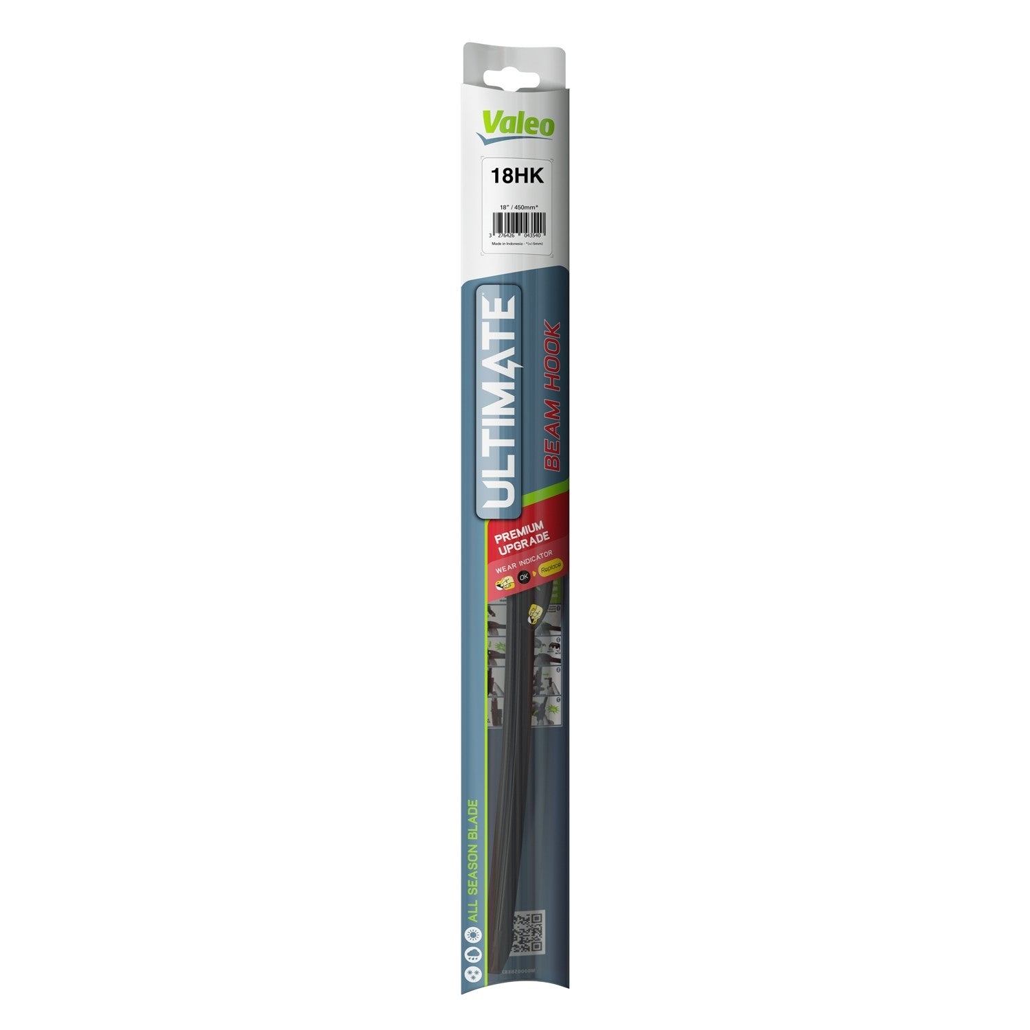 Front View of Front Left Windshield Wiper Blade VALEO 18HK