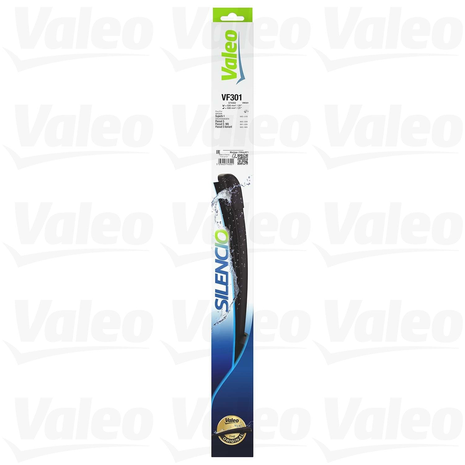 Angle View of Front Windshield Wiper Blade Set VALEO 574302