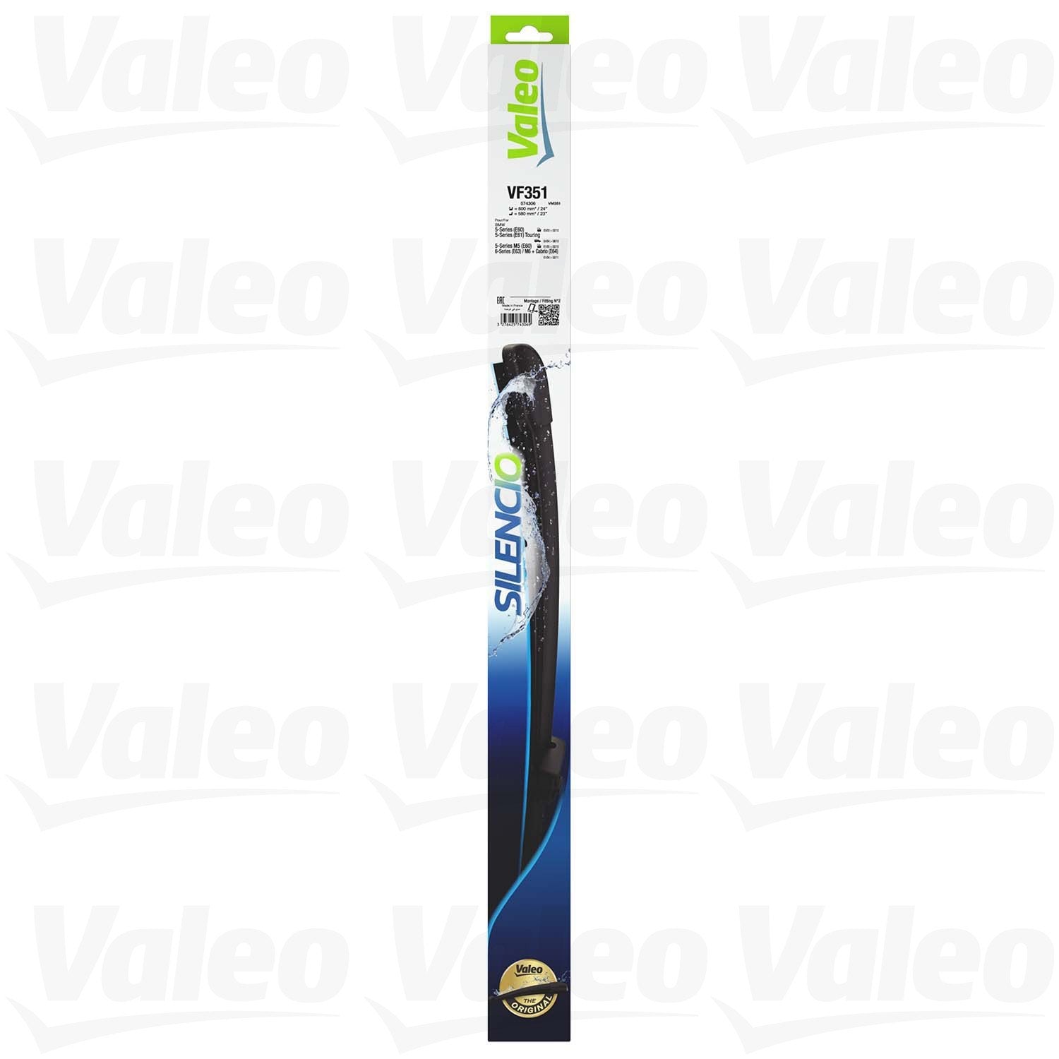 Angle View of Front Windshield Wiper Blade Set VALEO 574306