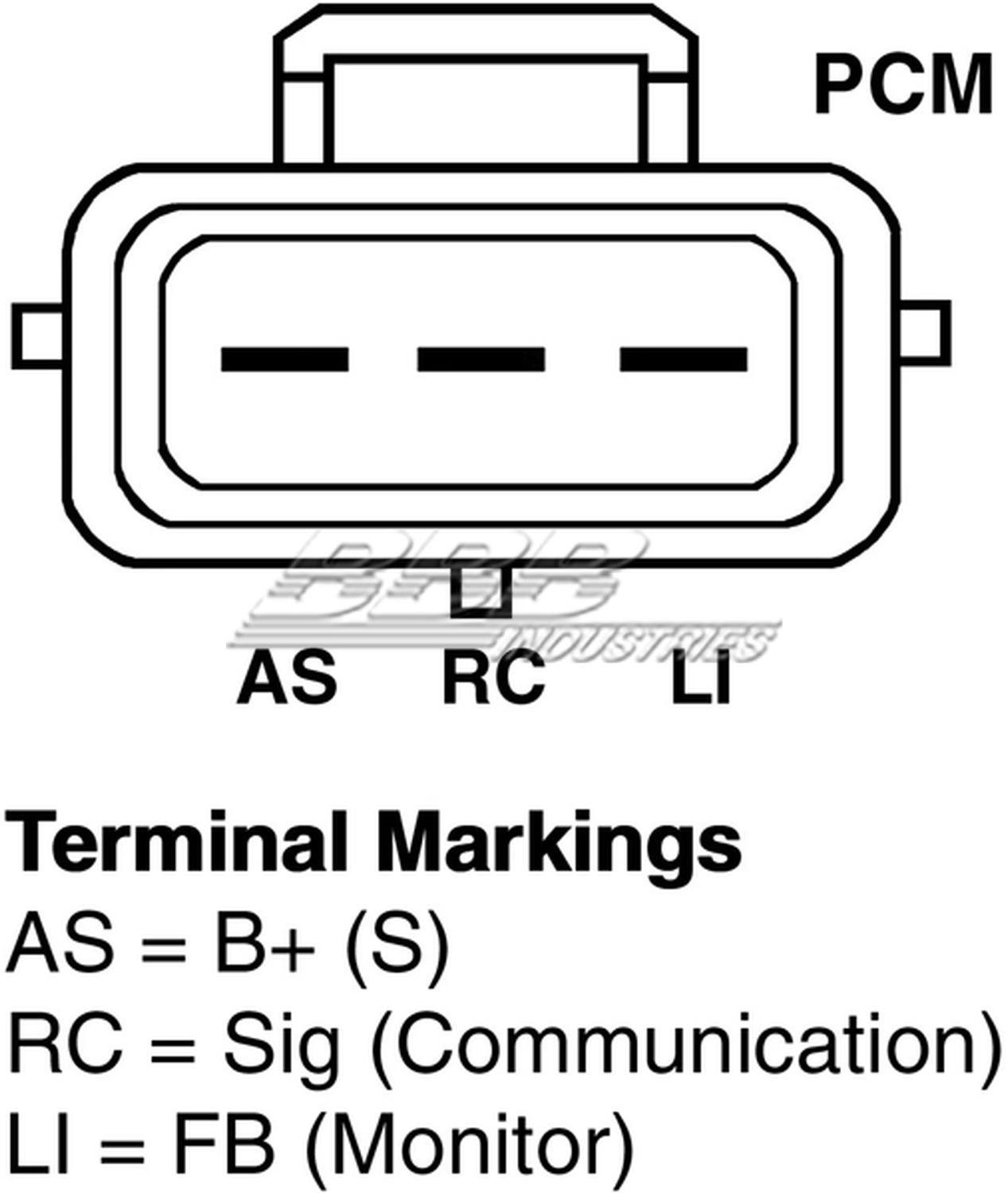 Connector View of Alternator BBB N8315-HO