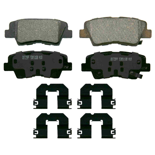 Top View of Rear Disc Brake Pad Set WAGNER BRAKES ZD1848