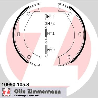 Front View of Rear Parking Brake Shoe ZIMMERMANN 10990.105.8