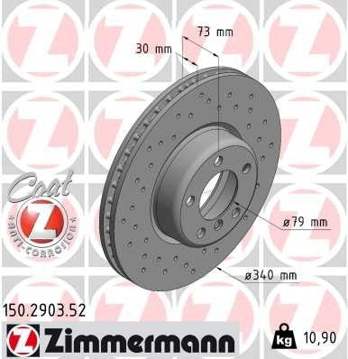 Front View of Front Disc Brake Rotor ZIMMERMANN 150.2903.52