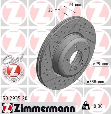 Front View of Front Disc Brake Rotor ZIMMERMANN 150.2935.20