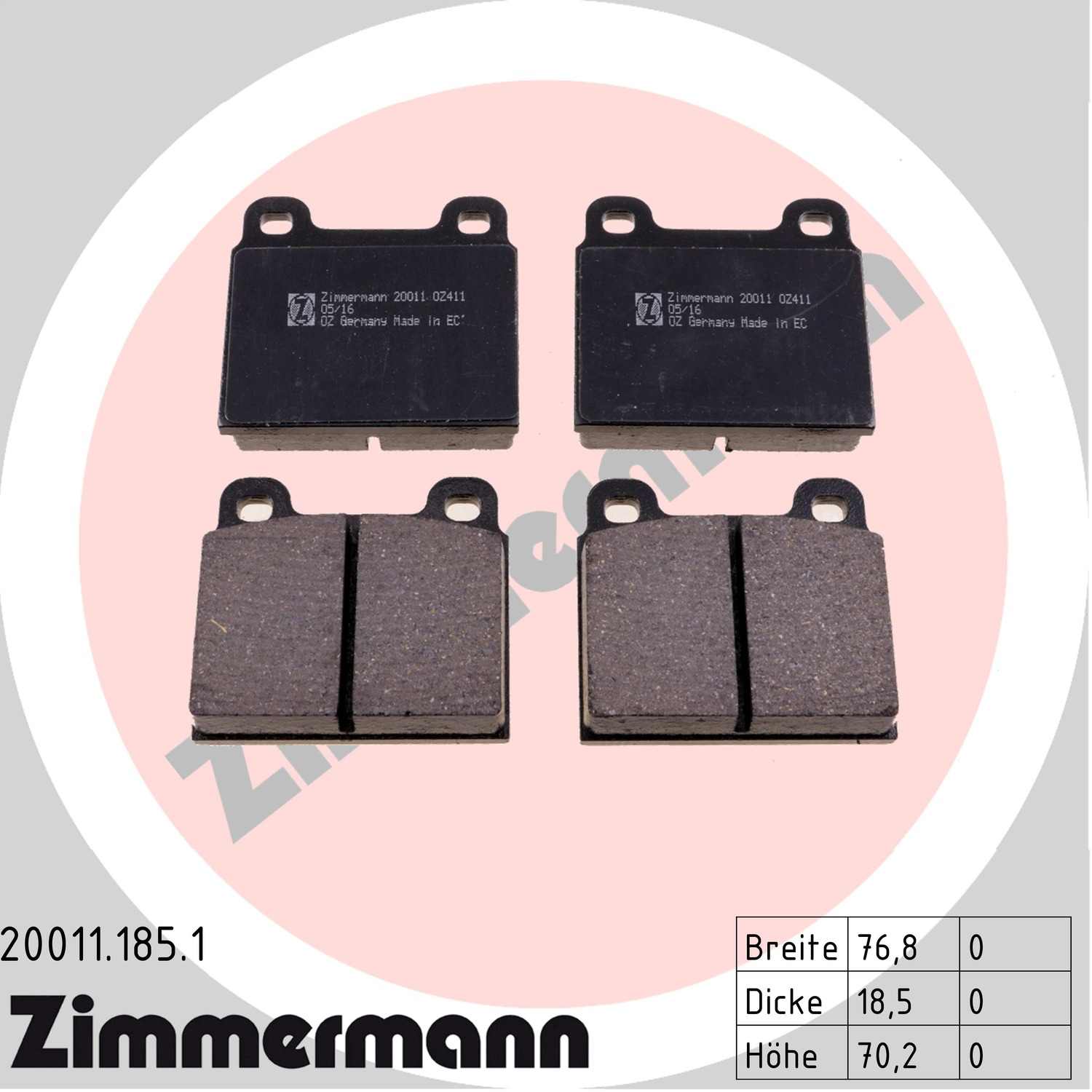 Angle View of Disc Brake Pad Set ZIMMERMANN 200111851