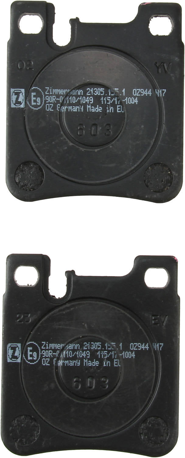 Bottom View of Rear Disc Brake Pad Set ZIMMERMANN 21305.155.1