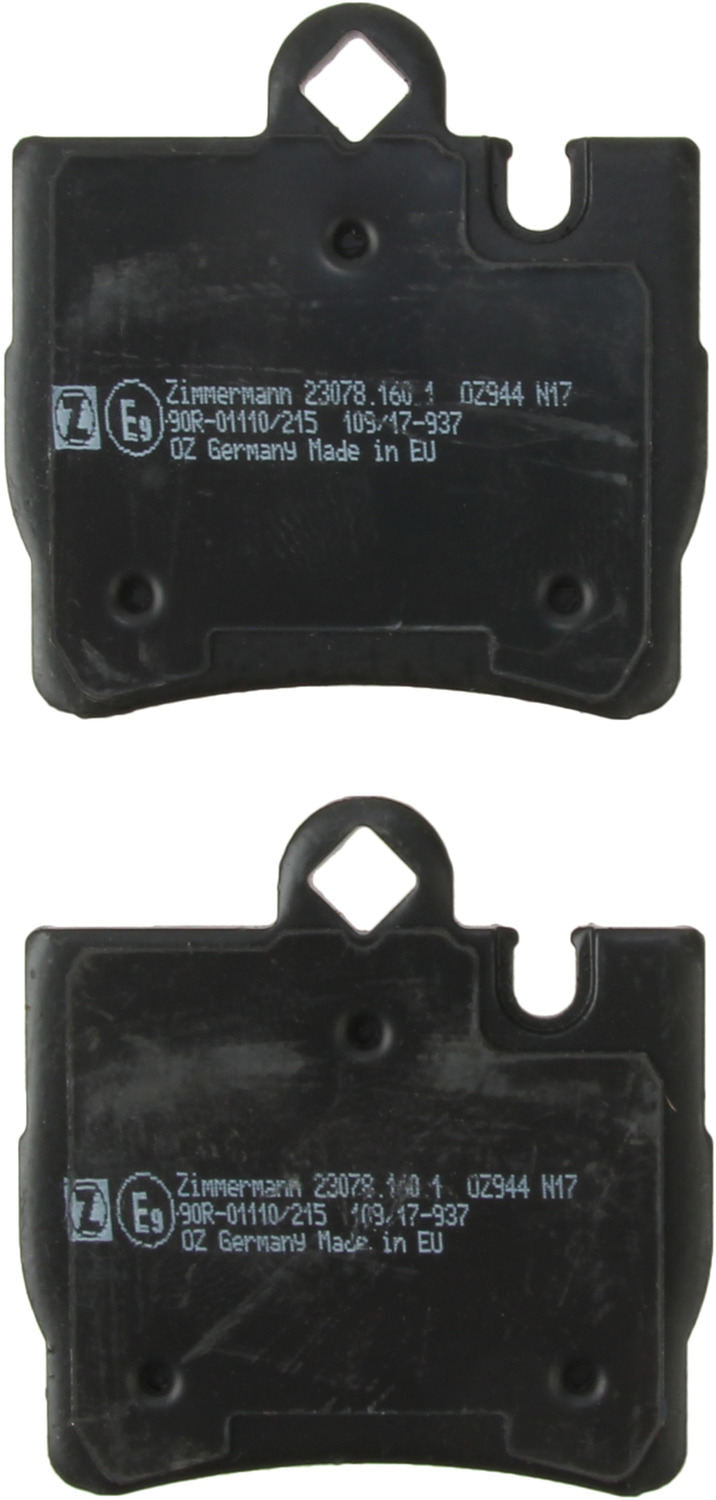 Bottom View of Rear Disc Brake Pad Set ZIMMERMANN 23078.160.1