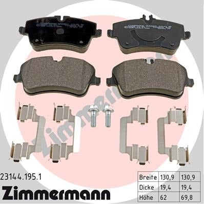 Angle View of Front Disc Brake Pad Set ZIMMERMANN 23144.195.1