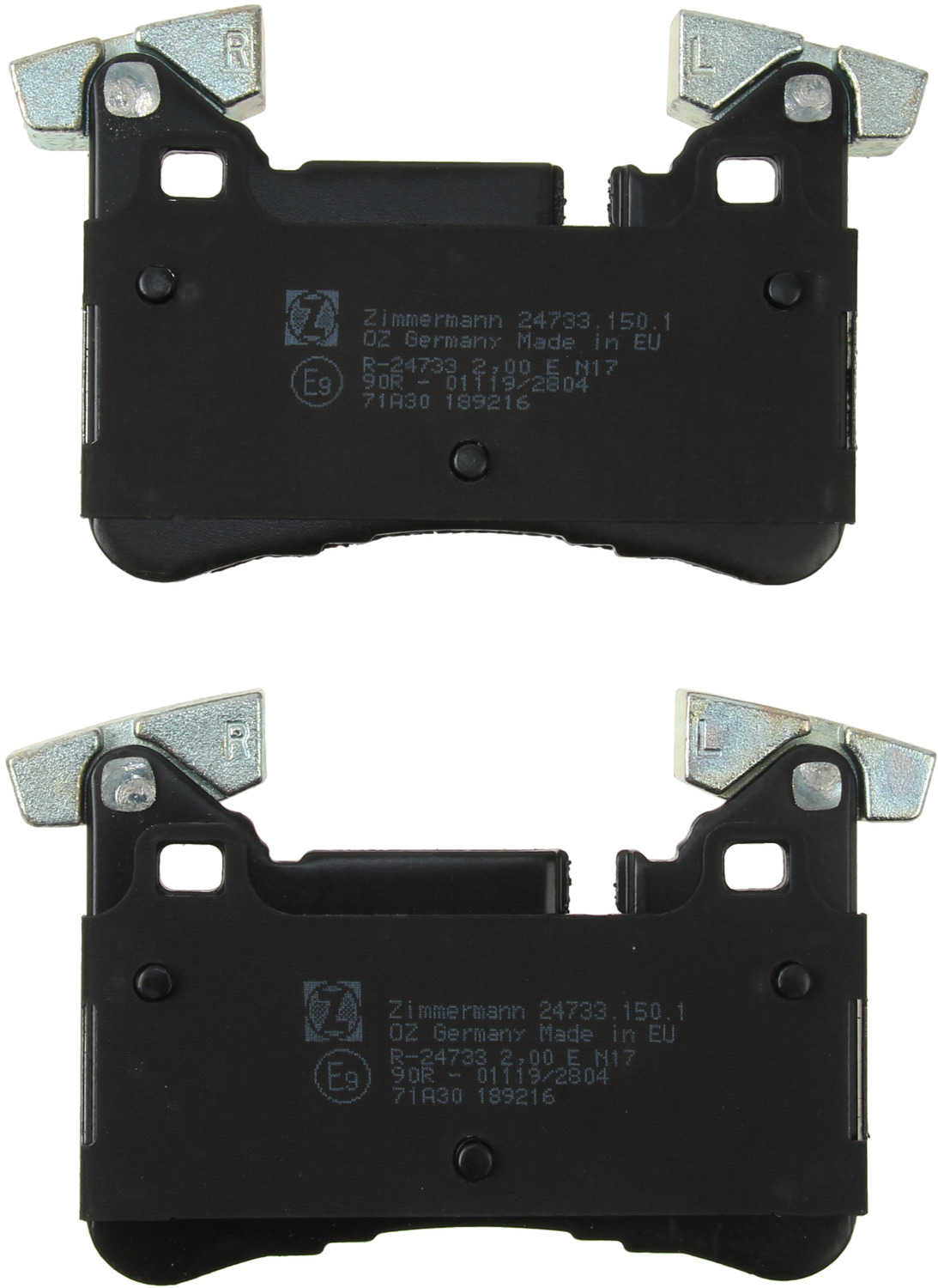 Bottom View of Rear Disc Brake Pad Set ZIMMERMANN 24733.150.1