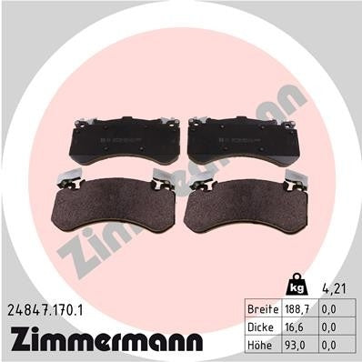 Front View of Front Disc Brake Pad Set ZIMMERMANN 24847.170.1