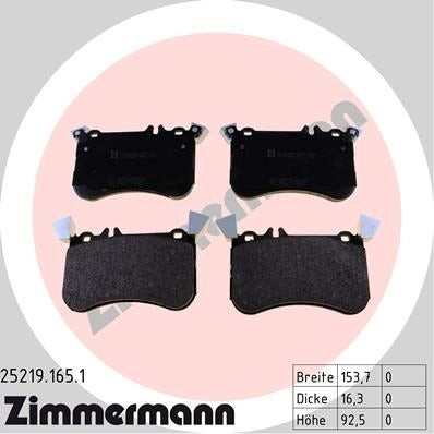 Angle View of Front Disc Brake Pad Set ZIMMERMANN 25219.165.1