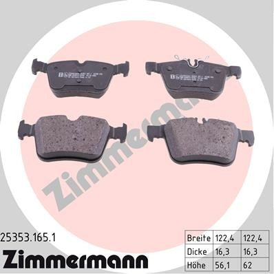 Angle View of Rear Disc Brake Pad Set ZIMMERMANN 25353.165.1