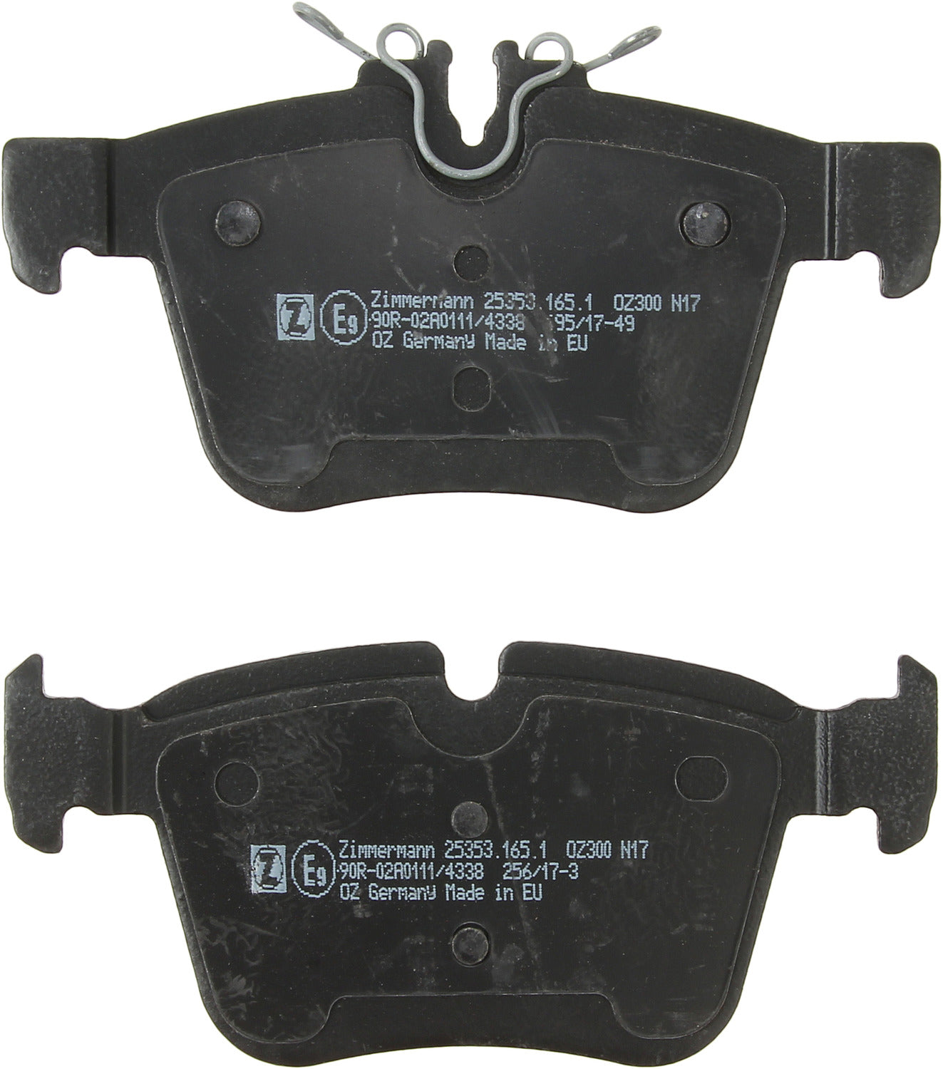 Bottom View of Rear Disc Brake Pad Set ZIMMERMANN 25353.165.1