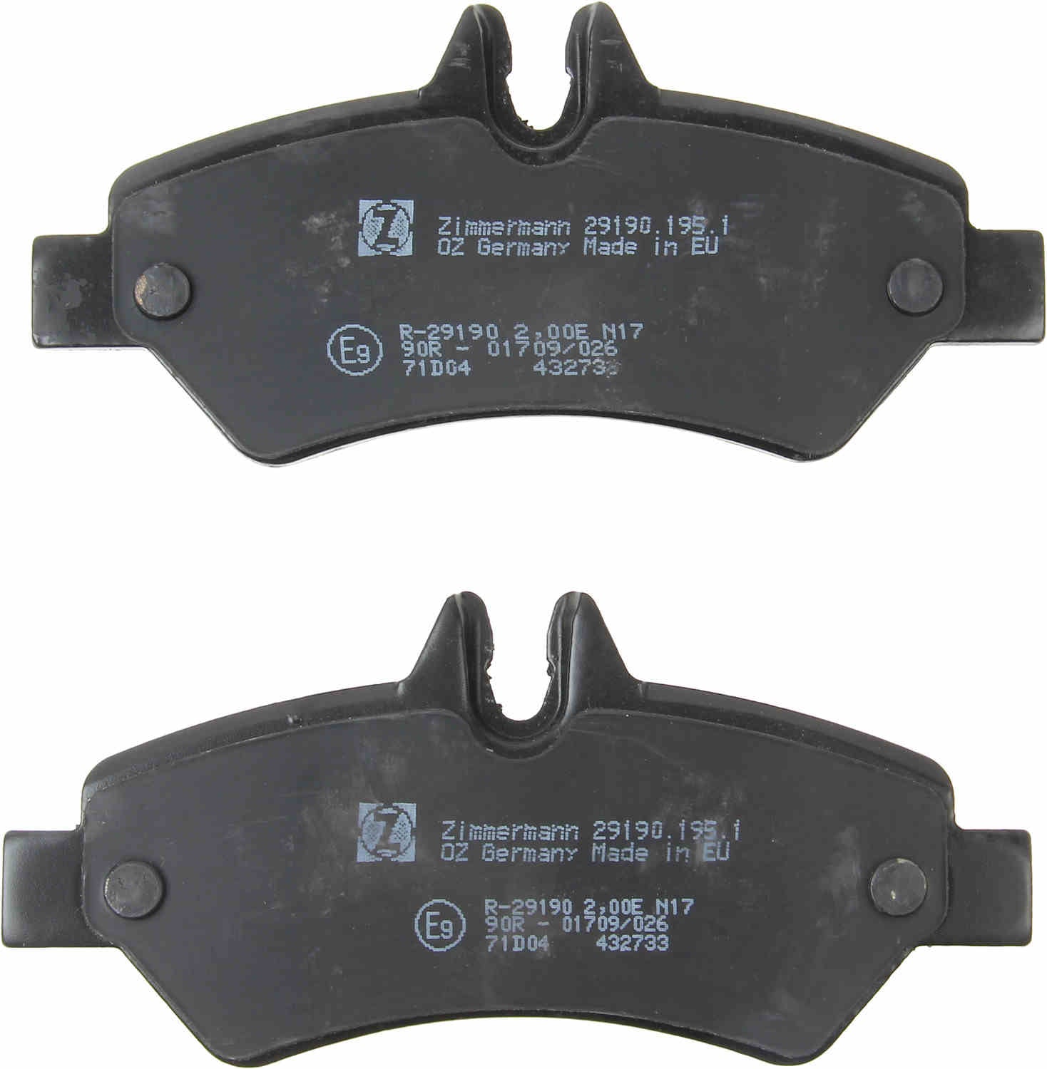 Back View of Rear Disc Brake Pad Set ZIMMERMANN 29190.195.1