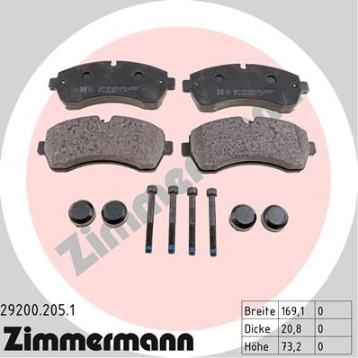 Angle View of Front Disc Brake Pad Set ZIMMERMANN 29200.205.1