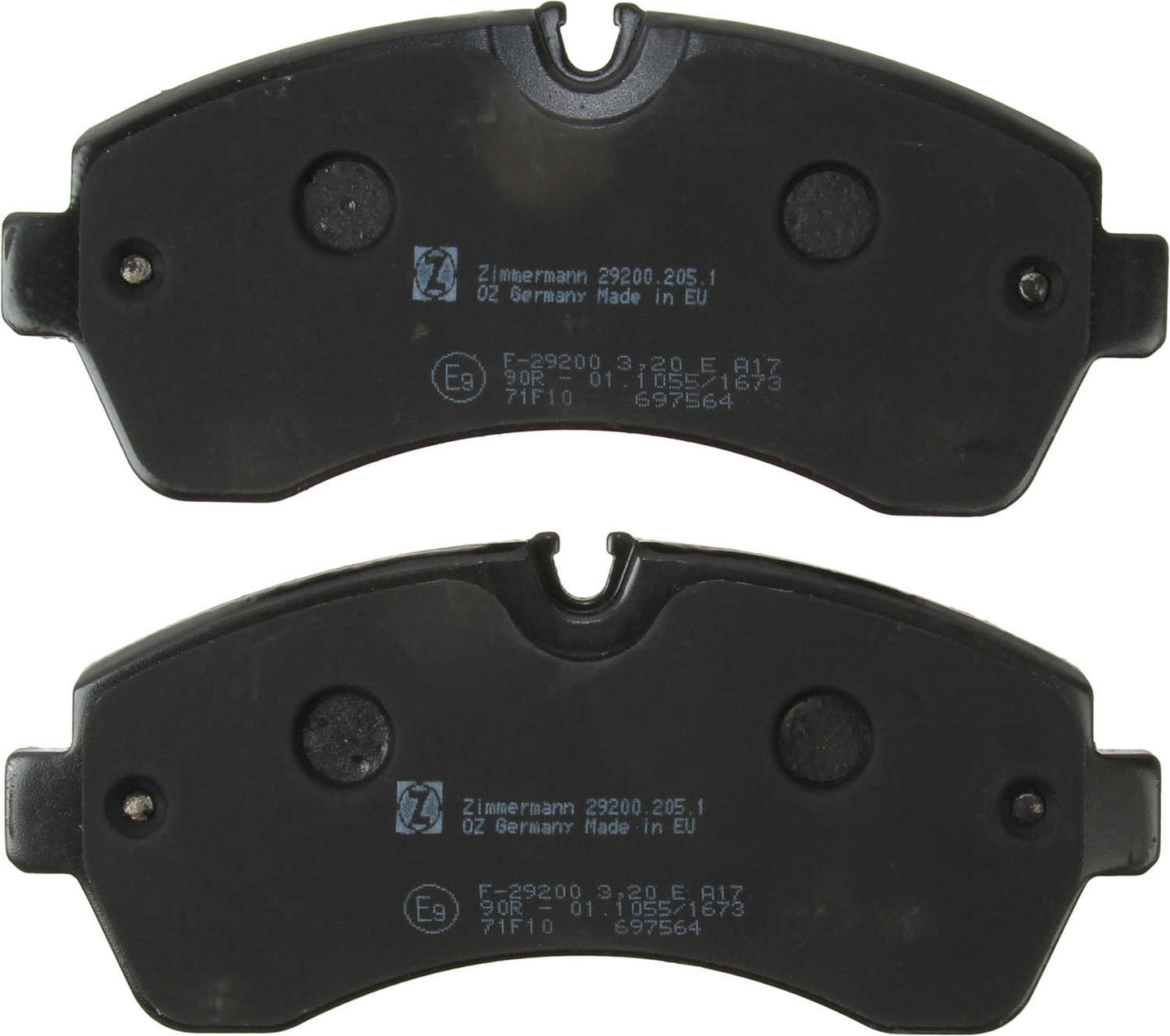 Bottom View of Front Disc Brake Pad Set ZIMMERMANN 29200.205.1