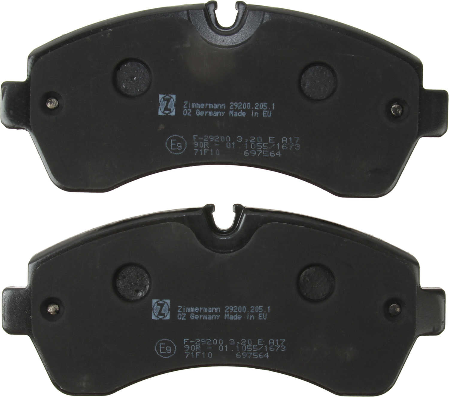 Bottom View of Front Disc Brake Pad Set ZIMMERMANN 29200.205.1