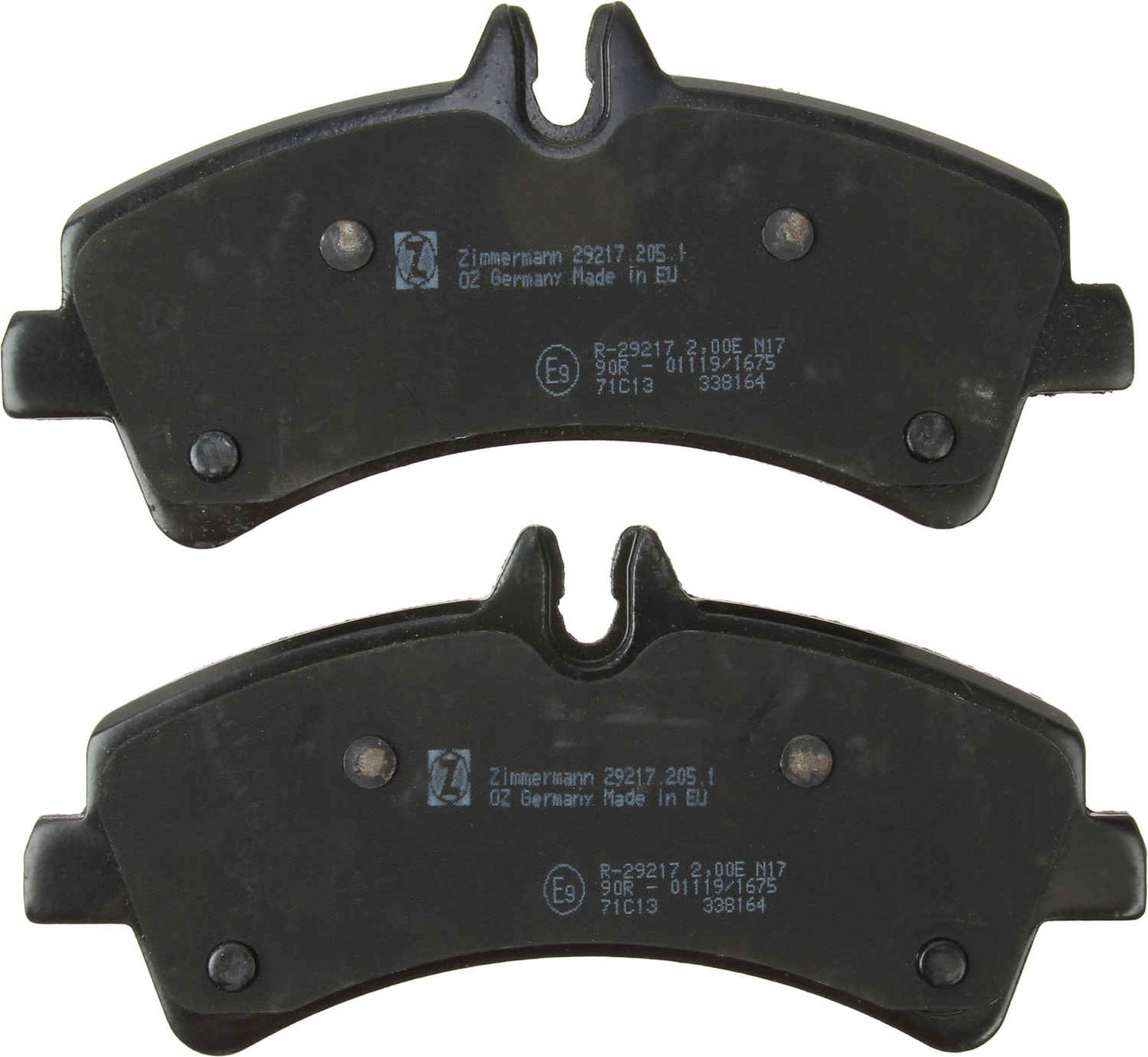 Bottom View of Rear Disc Brake Pad Set ZIMMERMANN 29217.205.1