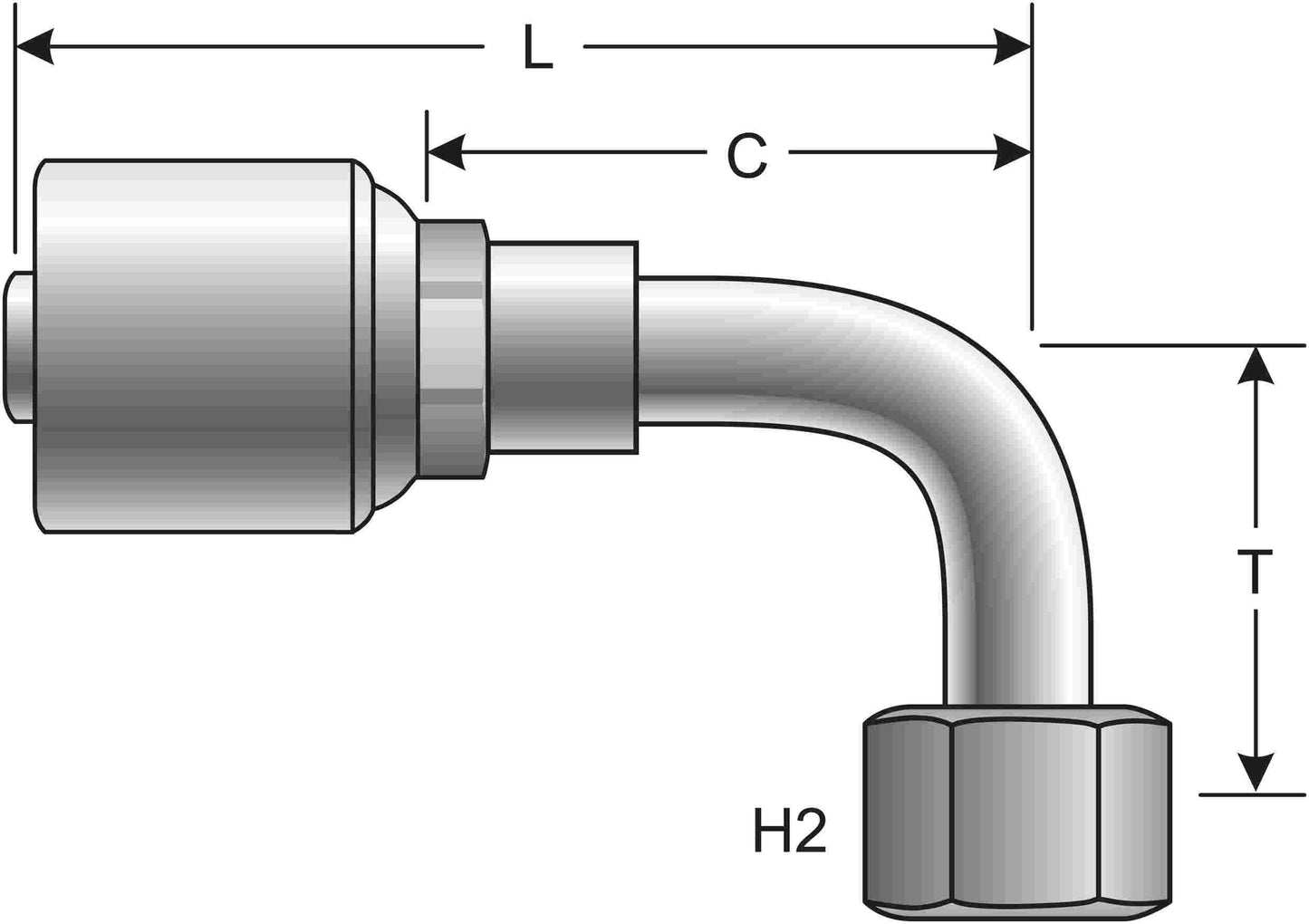 Side View of Adapter GATES G25239-0608