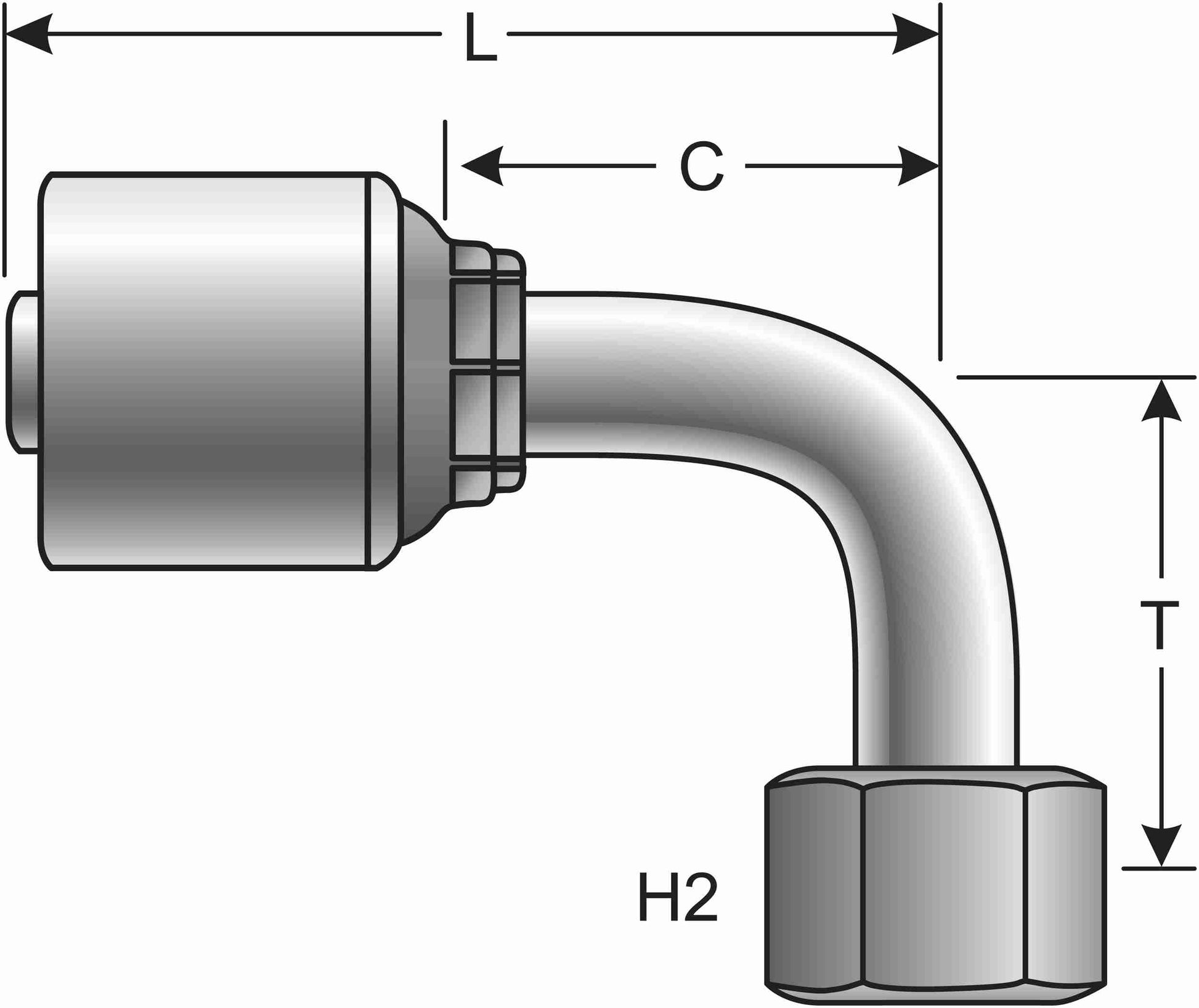 Side View of Adapter GATES G25832-0808