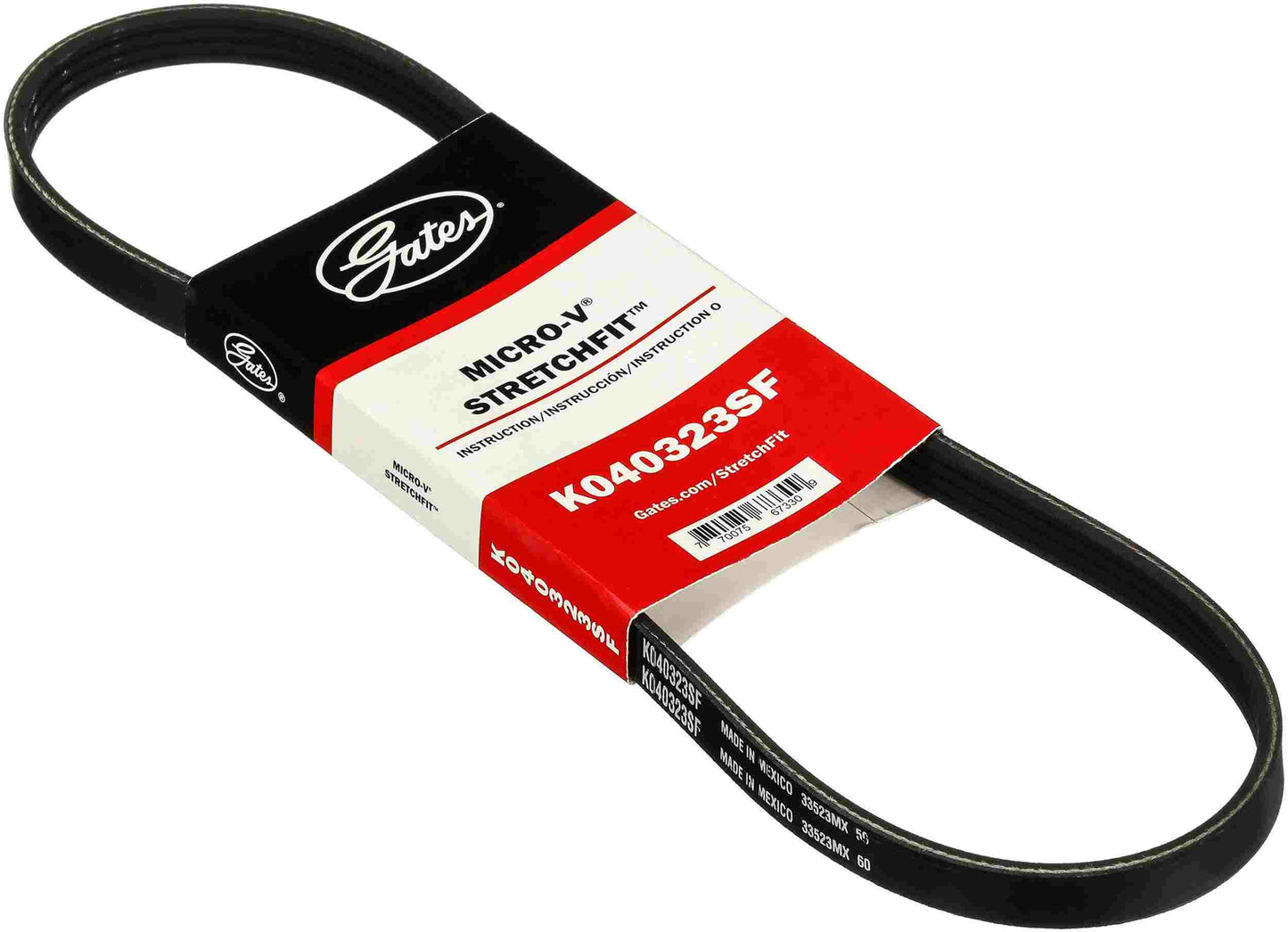 Angle View of Serpentine Belt GATES K040323SF