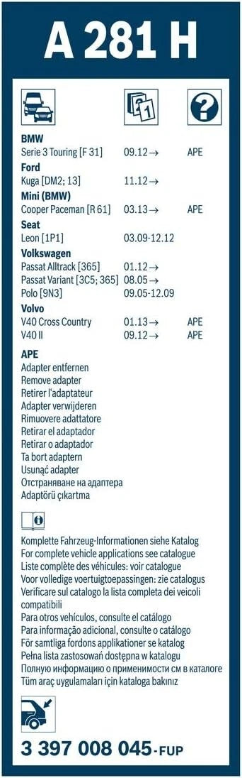 Rear Aerotwin Windshield Wiper Blade (11 in) BOSCH A281H